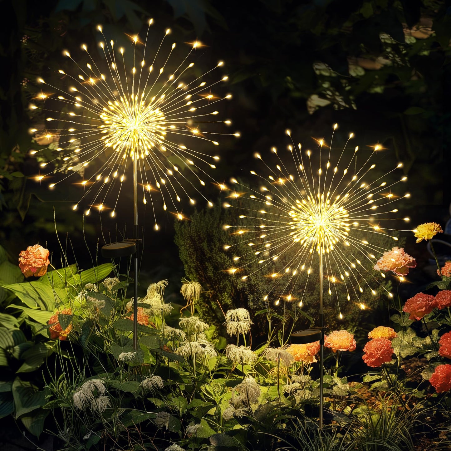 Garden Outdoor Decor Lights 120LED 2Pack, Solar Garden Lights for Yard Outside Fairy Decorative,Solar Powered for Yard Pathway Flowerbed Planter Balcony Patio Decor(Warm White)