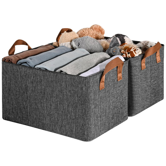 SAYS Closet Storage Bins, Baskets for Closet Organization, Storage Containers for Closet, Fabric Closet Bins for Storage, Dark Gray Storage Baskets for Shelves for Wardrobe, Large, 2-Pack