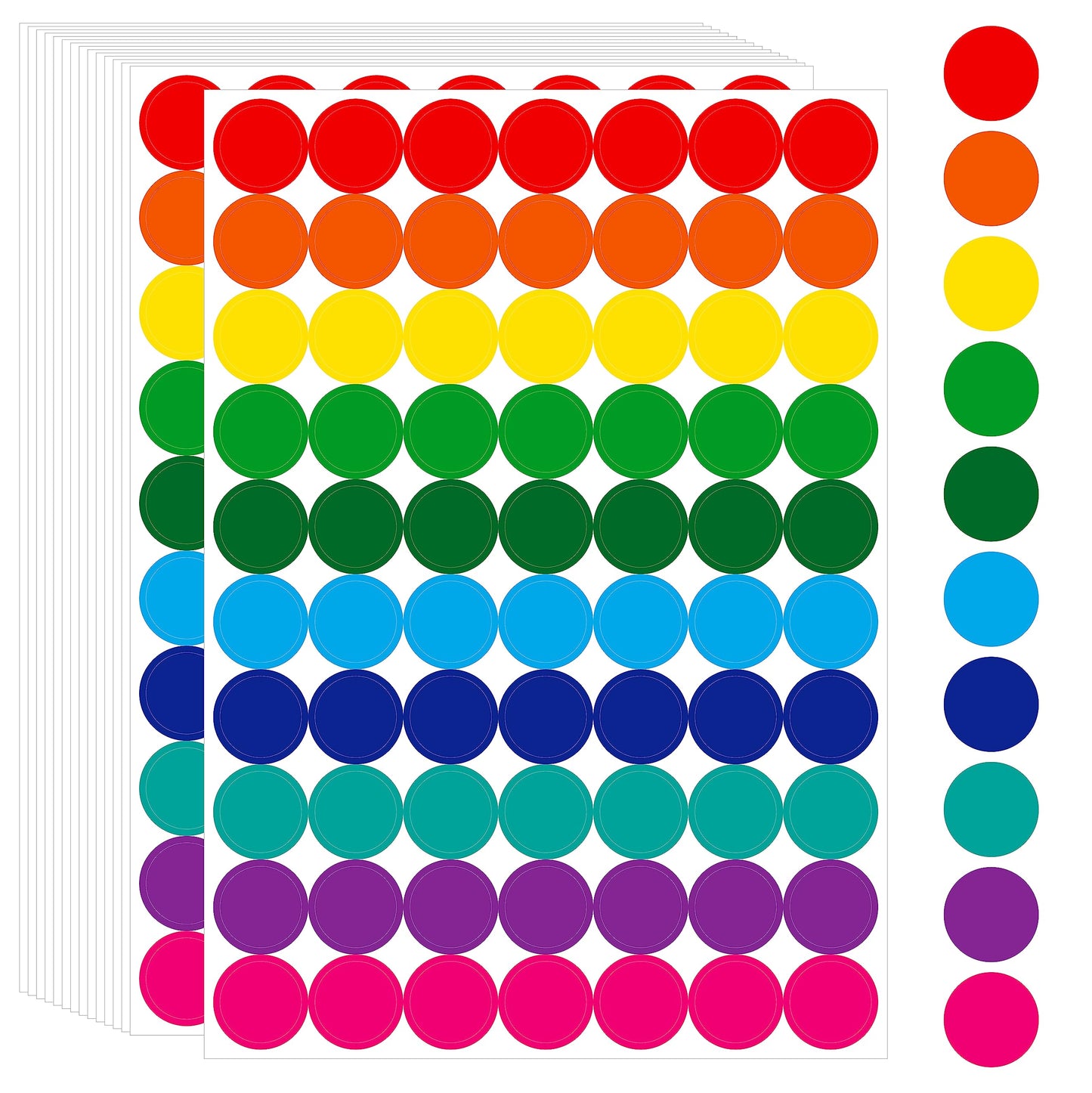 1050 PCS Colored Dot Sticker, 10 Bright Color Round Polka Circle Labels for Warehouse, Retail, Home Organization, Classroom, Office, Food Service and Medical (Each Measure 3/4")