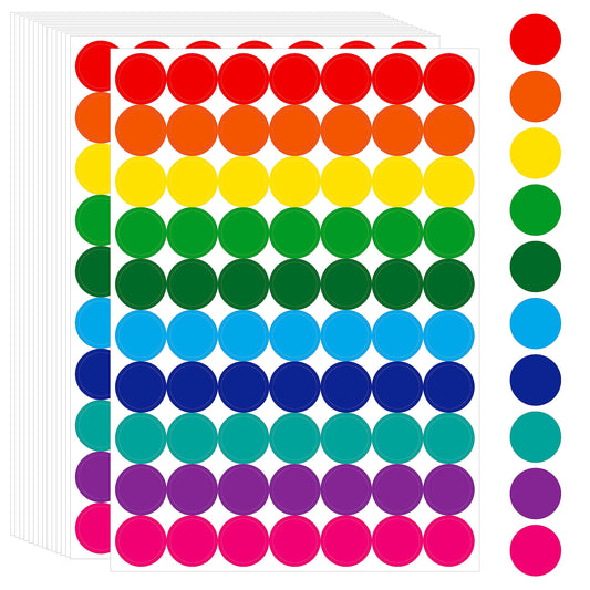 1050 PCS Colored Dot Sticker, 10 Bright Color Round Polka Circle Labels for Warehouse, Retail, Home Organization, Classroom, Office, Food Service and Medical (Each Measure 3/4")