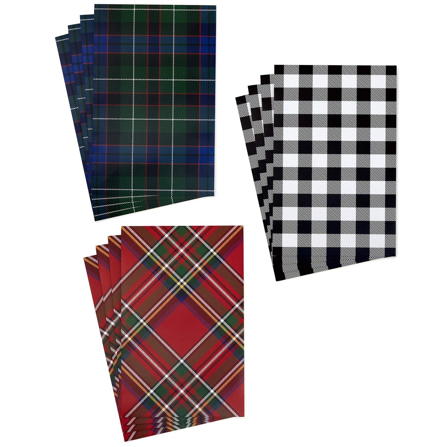 Medium Gift Boxes with Lids (12 Shirt Boxes, 3 Designs: Buffalo Check, Red Plaid, Green Tartan) for Christmas, Holiday Parties, Hostess Gifts, Father's Day