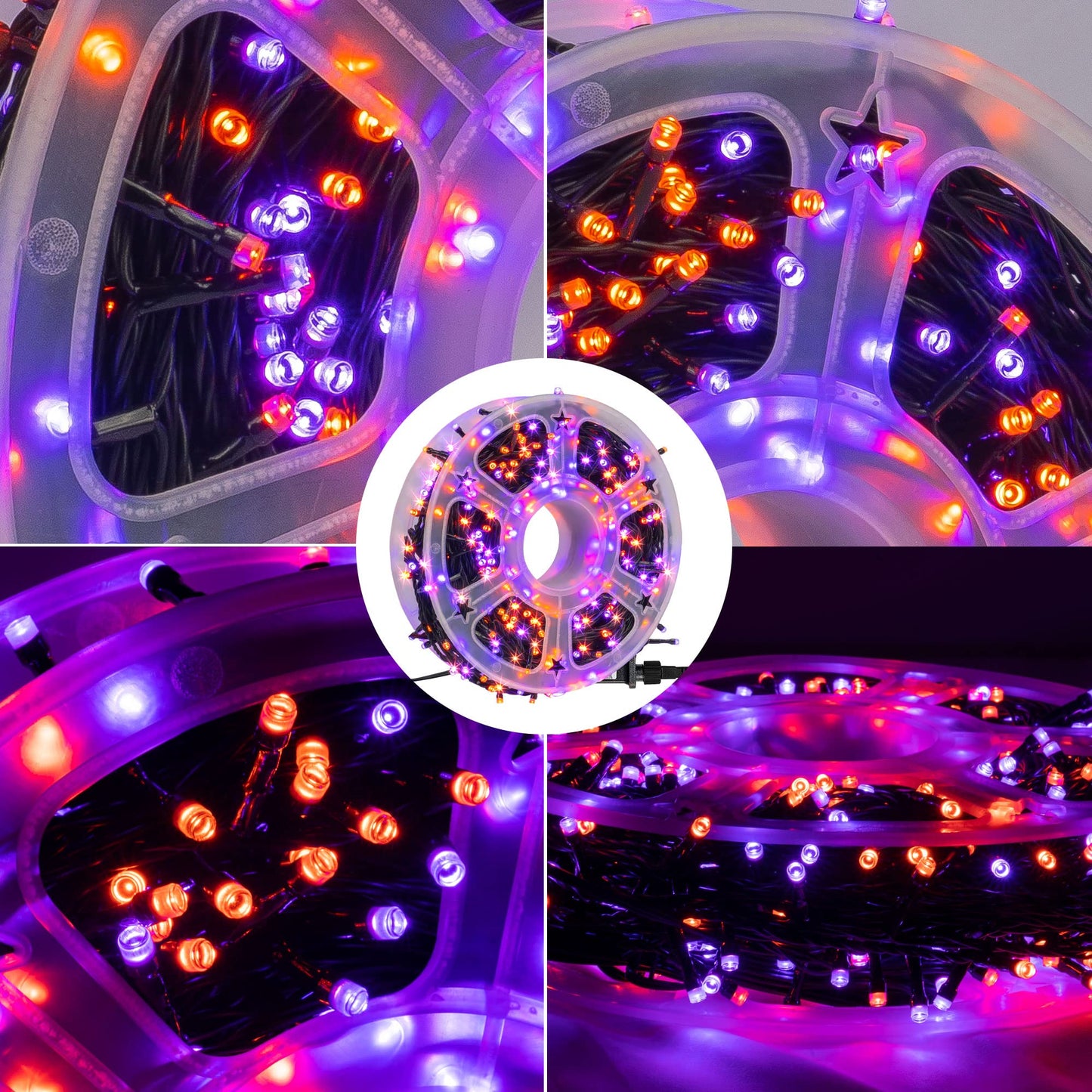164FT 500 LED Halloween Lights, 8 Modes Waterproof Plug in String Lights for Halloween Indoor Outdoor Yard Party Wedding Garden Home Decorations (Purple & Orange)