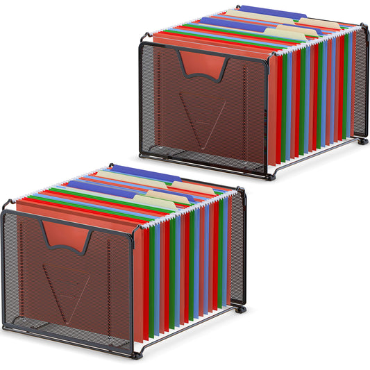 Mesh Hanging File Folder Organizer, 2 Packs, Black