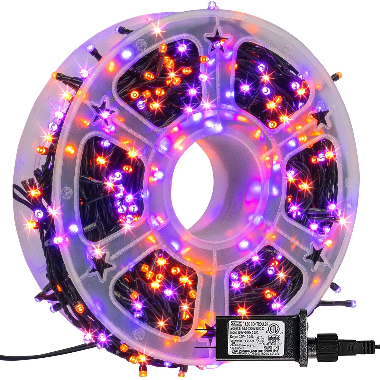 164FT 500 LED Halloween Lights, 8 Modes Waterproof Plug in String Lights for Halloween Indoor Outdoor Yard Party Wedding Garden Home Decorations (Purple & Orange)