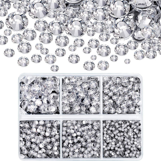 4000 Pieces Hotfix Rhinestones Crystals AB Clear Crystal Rhinestones Flatback Gems Round Crystal Rhinestones Bulk for Crafts Clothing Dance Costumes(Clear Color)