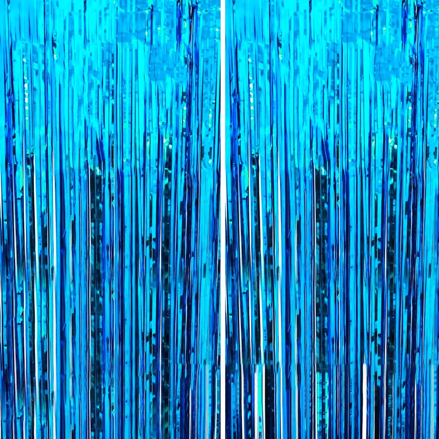 2 Pack Backdrop Curtain, 3FT x 8FT Metallic Tinsel Foil Fringe Curtains Photo Booth Background for Baby Shower Party Birthday Wedding Engagement Bridal Shower (Blue)