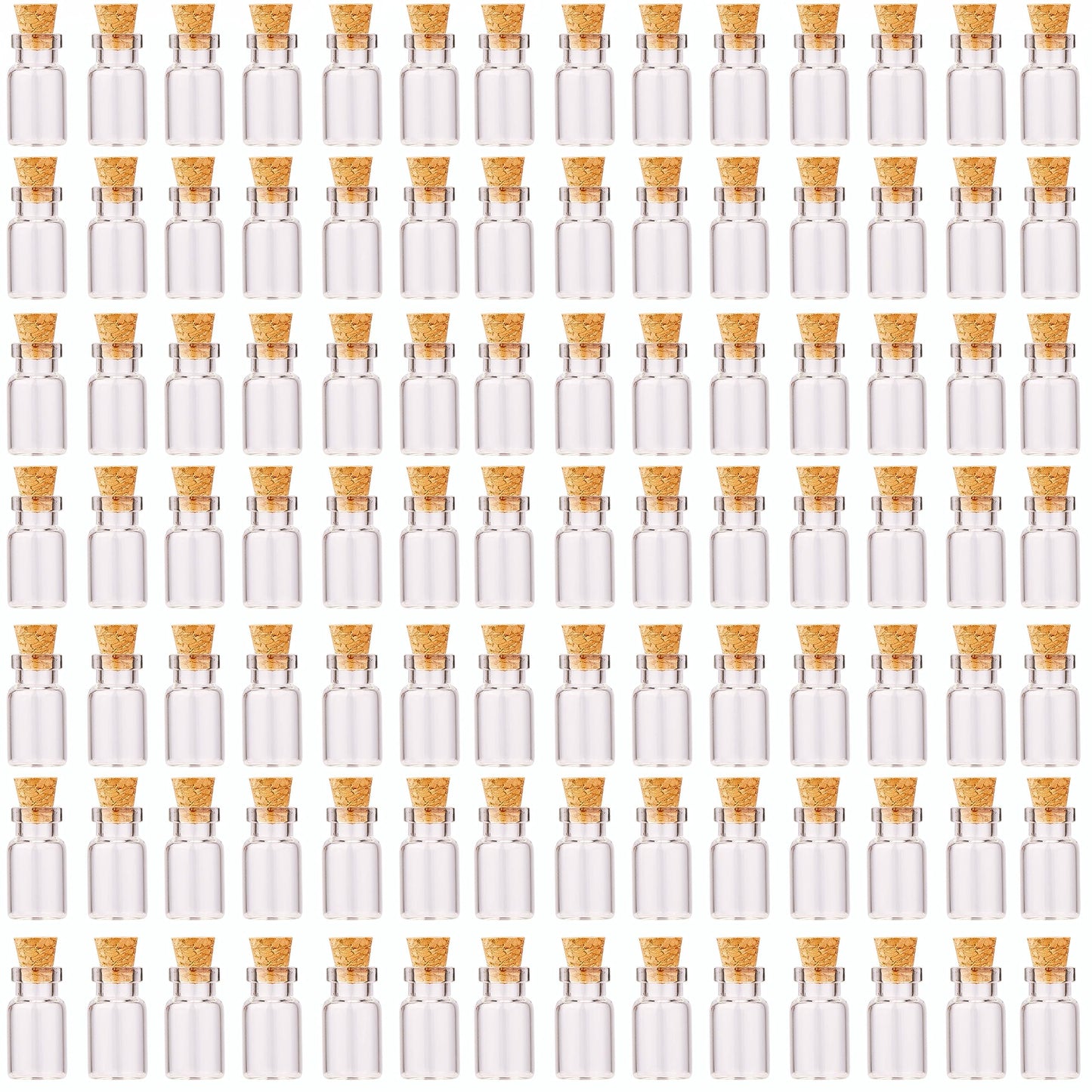 100pcs 1ml Small Mini Glass Bottles Jars with Cork Stoppers Tiny Vials for DIY Art Crafts Wedding Favors