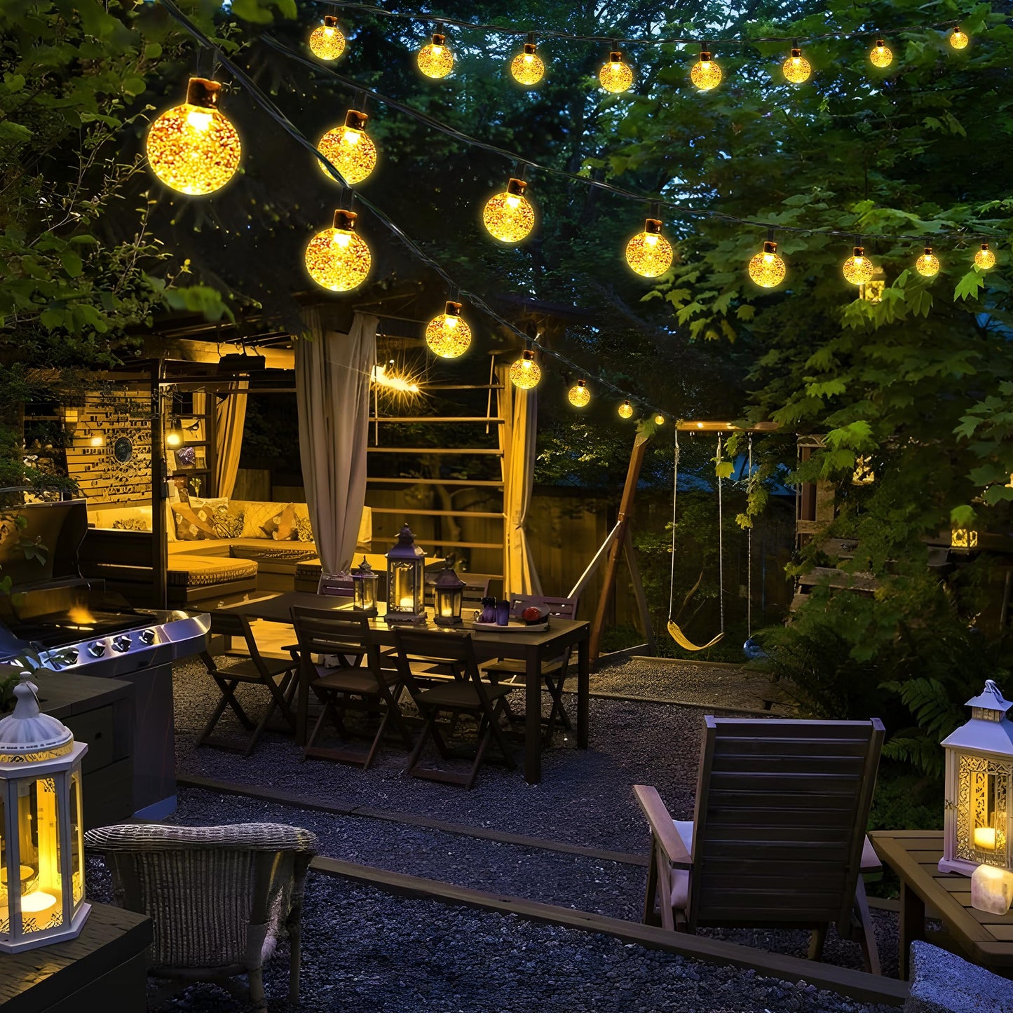 Solar String Lights Outdoor, 65FT 100LED Solar Globe String Lights 8 Lighting Modes, Waterproof Solar Powered Patio Light for Garden Yard Porch Wedding Party Outdoor Decoration (Warm White)