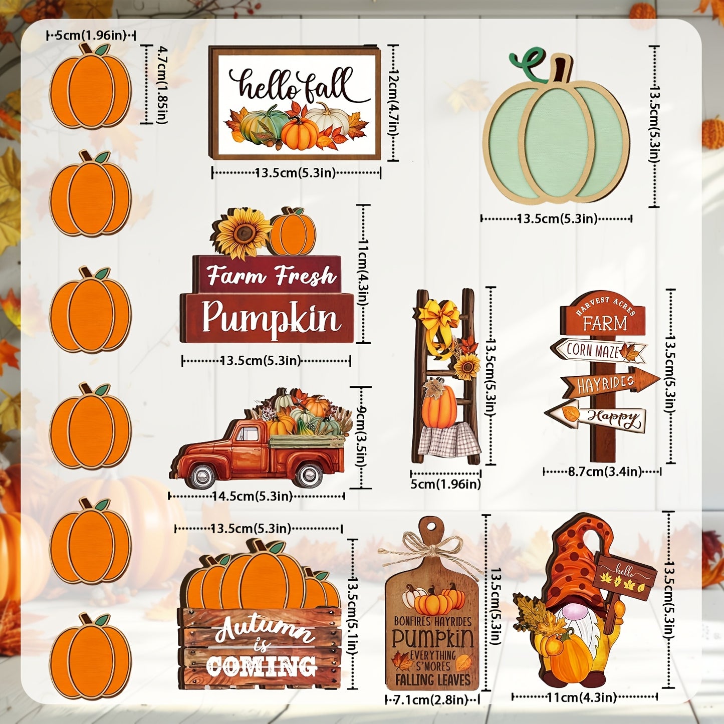 16-Piece Wooden Fall Tiered Tray Decor Set - Pumpkin & Sign Thanksgiving Decor for Farmhouse Tabletop, Halloween & Christmas Displays