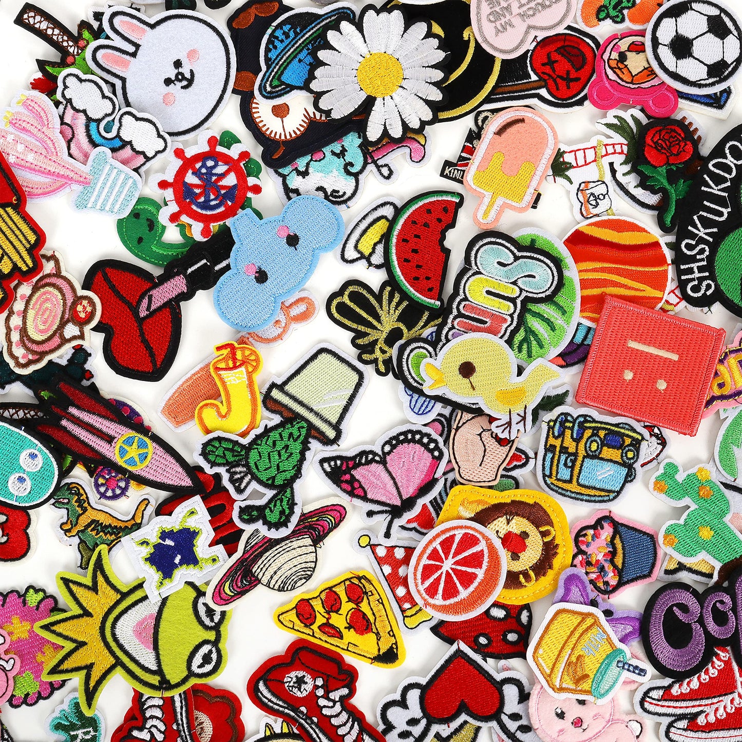 Embroidered Iron-on Patches Applique: 72Pcs Random Assorted Decorative Patches Iron on/Sew on for Clothing Accessories