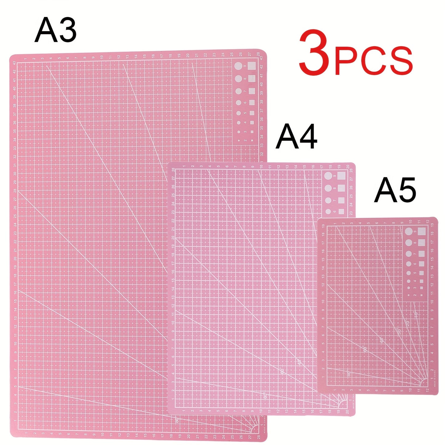 3pcs Set A3 A4 A5 Cutting Boards with Measurement, Durable PP Plastic Craft Cutting Mat