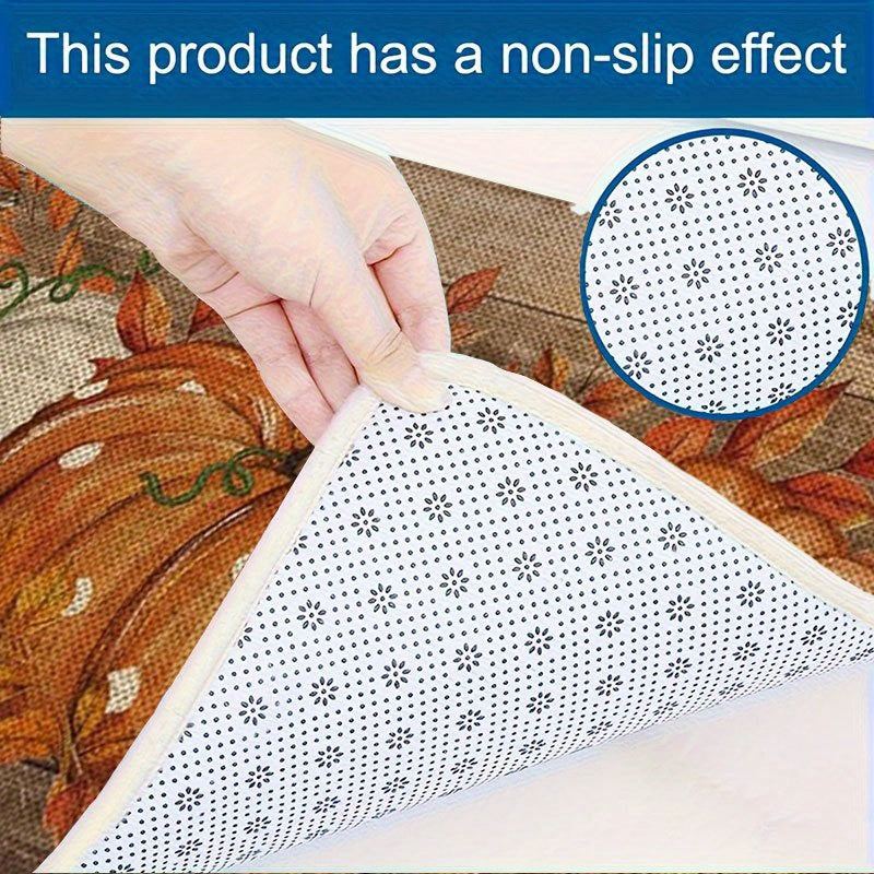 15.74" x 23.62" 1PC Pumpkin Polka Dot Doormat - Flannel Non-Slip Front Door Welcome Mat for Fall, Thanksgiving, Halloween - Farmhouse Indoor Rug for Living Room, Kitchen, Bedroom