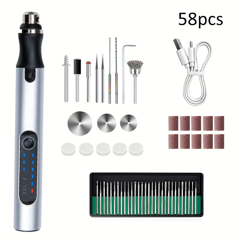 Mini Drill Portable Handheld Micro Carving Pen, Wireless Rotating Tool USB Charging