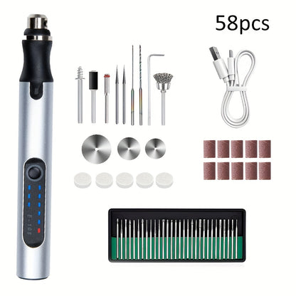 Mini Drill Portable Handheld Micro Carving Pen, Wireless Rotating Tool USB Charging