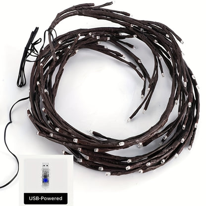 8-Branch Flexible Rattan Wall Light - 96 LED USB-Powered Ambiance 2 PCK