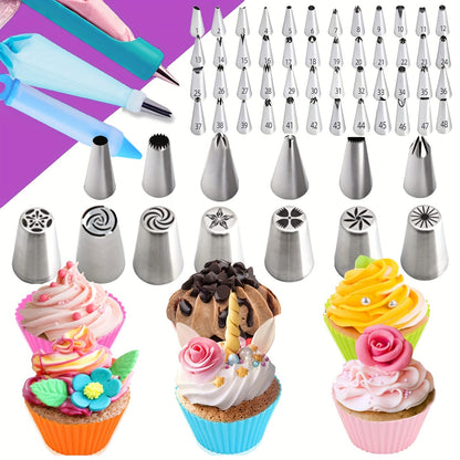 492 pc Cake Decorating Set with Rotating Turntable and Reusable Piping Bags