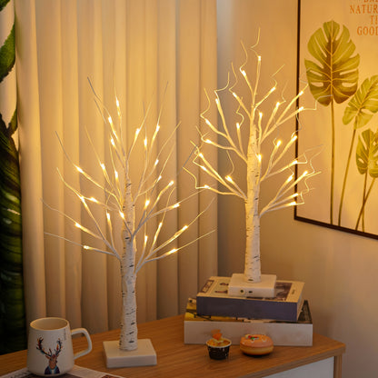 2-Pack LED Birch Tree Lamps - 2ft Tall Lighted Branches for Bedroom, Living Room, Wedding & Home Decor - 24 Warm White LEDs