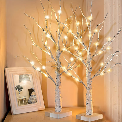 2-Pack LED Birch Tree Lamps - 2ft Tall Lighted Branches for Bedroom, Living Room, Wedding & Home Decor - 24 Warm White LEDs