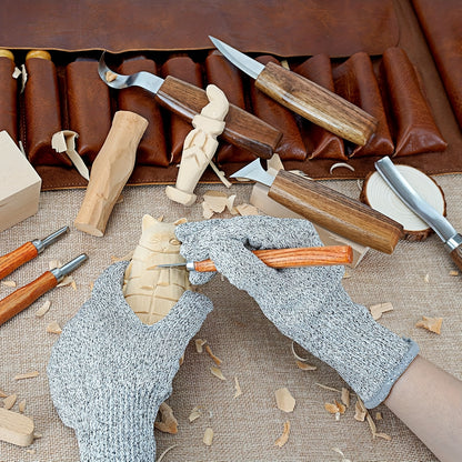 Wood Carving Kit 26pcs, Wood Carving Tools Hand Carving Knife Set with Anti-Slip Cut Resistant Gloves