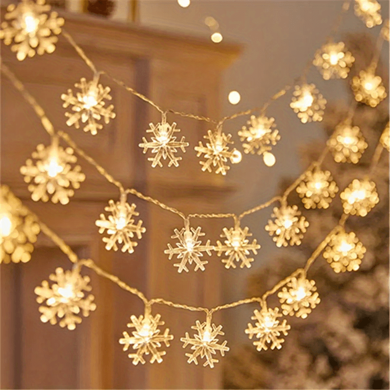 4.92 FT Yellow LED Christmas Snowflake String Lights, Plastic Angel Theme Holiday Decor