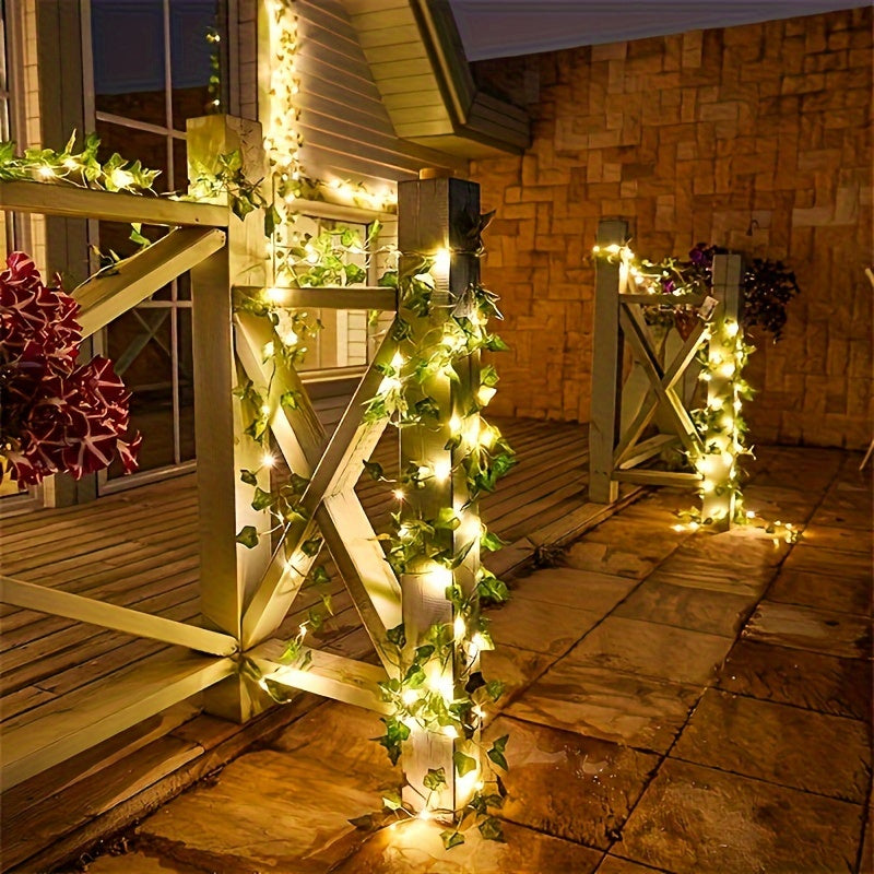 100 LED 32.7ft Artificial Leaf String Lights Fairy Garland 10m for Garden Decor