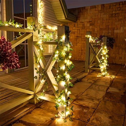 100 LED 32.7ft Artificial Leaf String Lights Fairy Garland 10m for Garden Decor