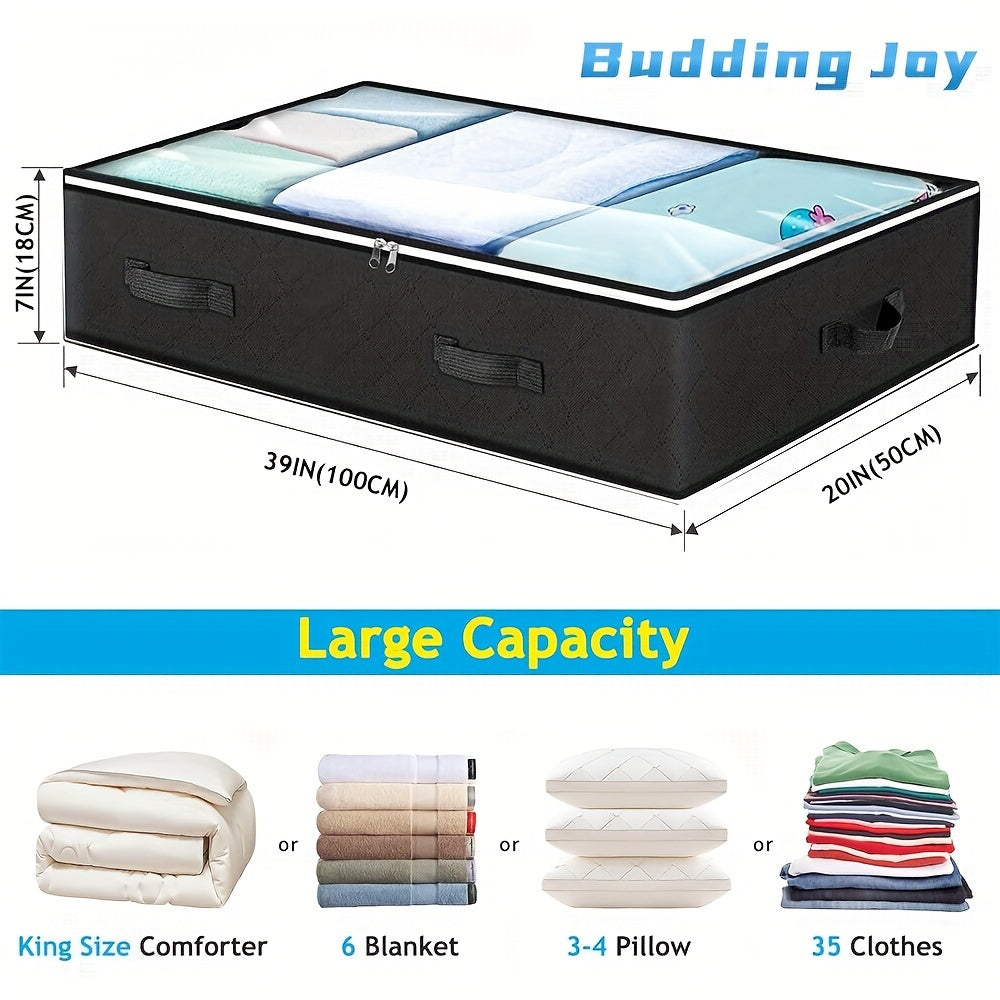 4-Pack Under Bed Storage Containers, Large Capacity Foldable Fabric Clothes Bins with Clear Window