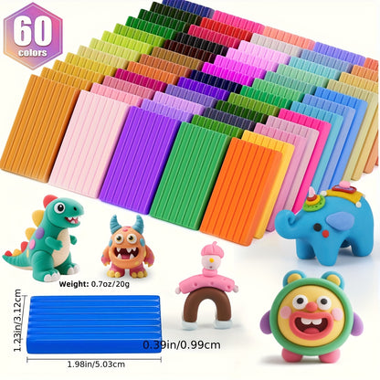 Polymer Clay 60 Colors DIY Modeling Clay for Kids, Oven Bake Clay with Sculpting Tools
