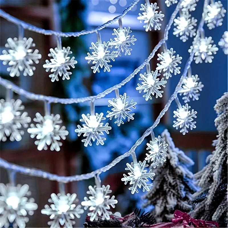4.92 FT White LED Christmas Snowflake String Lights, Plastic Angel Theme Holiday Decor
