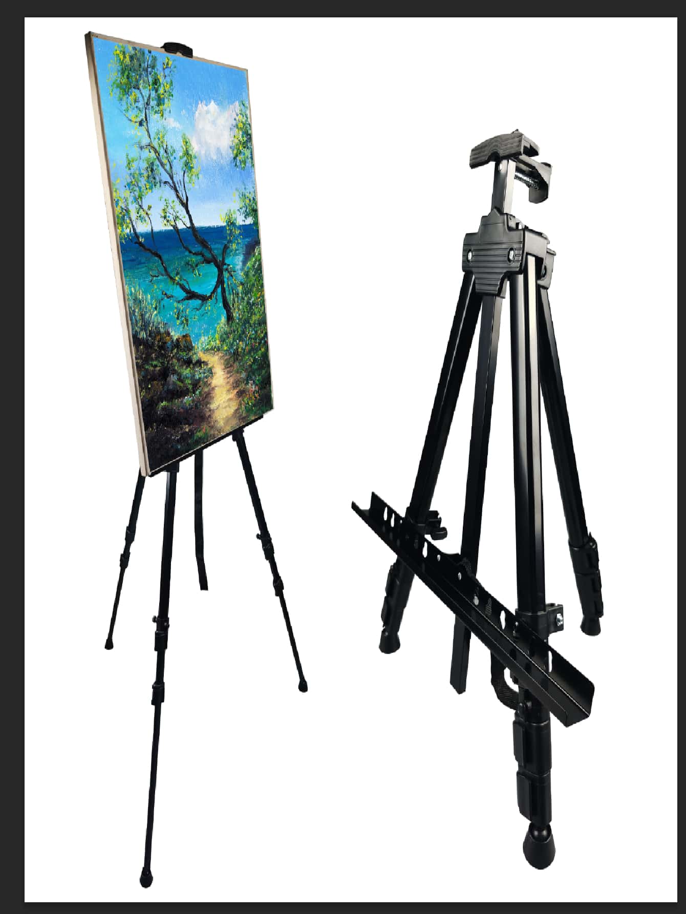 Metal Art Easel Stand for Painting Canvases, 66-Inch Height Adjustable Tripod Easel