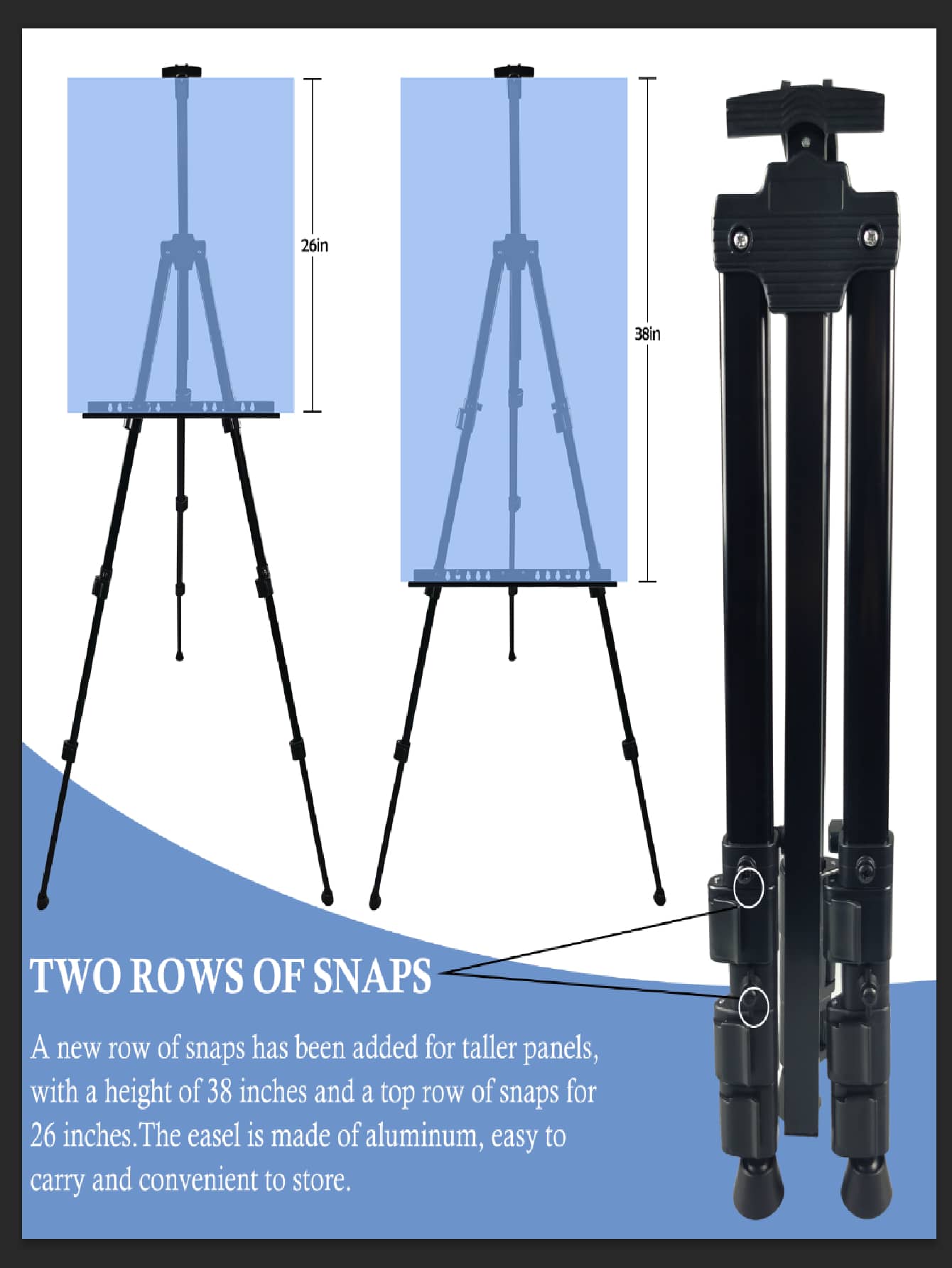 Metal Art Easel Stand for Painting Canvases, 66-Inch Height Adjustable Tripod Easel