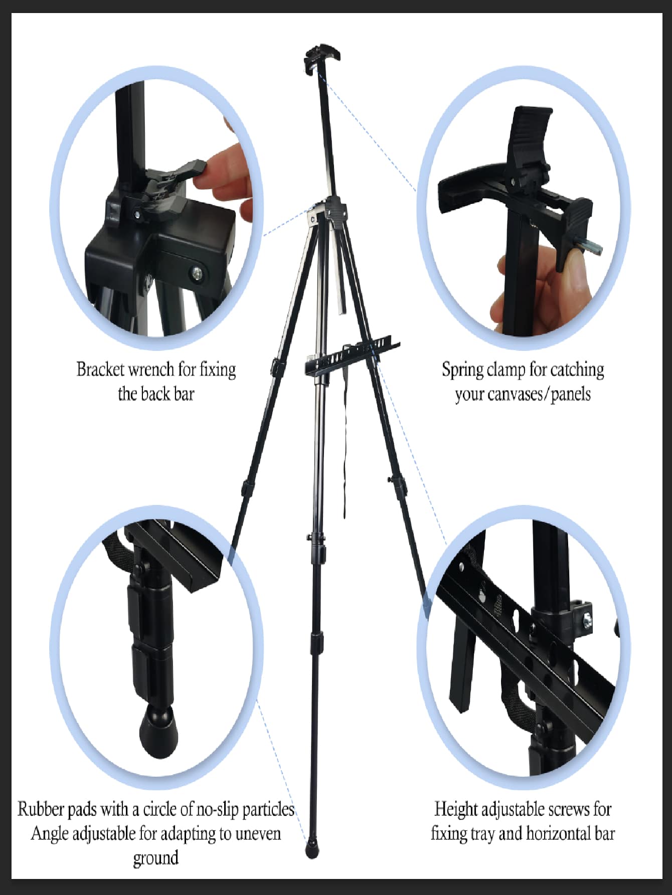 Metal Art Easel Stand for Painting Canvases, 66-Inch Height Adjustable Tripod Easel