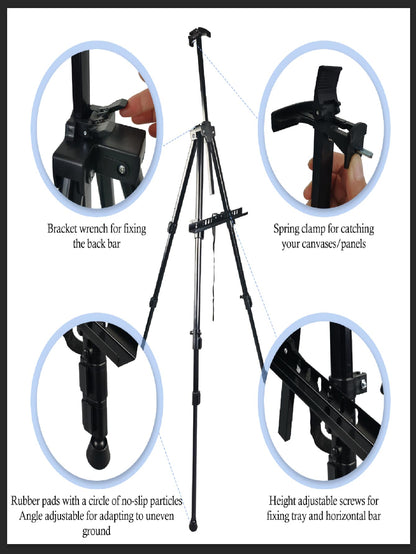 Metal Art Easel Stand for Painting Canvases, 66-Inch Height Adjustable Tripod Easel
