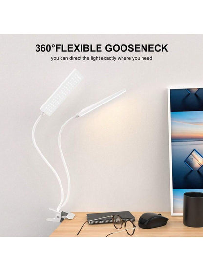 LED Table Lamp with Eye Care LED Light and Metal Clip, 11-Level Brightness & 3 Color Modes