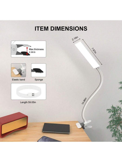 LED Table Lamp with Eye Care LED Light and Metal Clip, 11-Level Brightness & 3 Color Modes