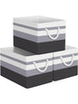 3 PCK Storage Bin Collapsible Storage Basket For Organizing, Large Storage Boxes With Rope Handles