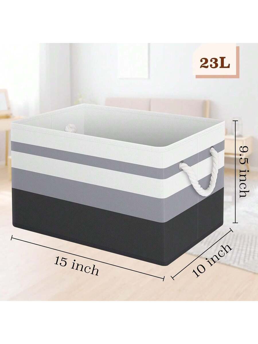 3 PCK Storage Bin Collapsible Storage Basket For Organizing, Large Storage Boxes With Rope Handles