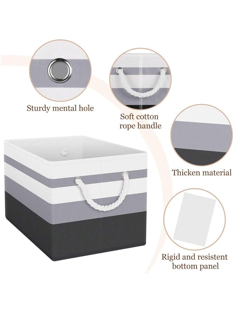 3 PCK Storage Bin Collapsible Storage Basket For Organizing, Large Storage Boxes With Rope Handles