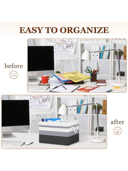 3 PCK Storage Bin Collapsible Storage Basket For Organizing, Large Storage Boxes With Rope Handles