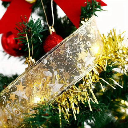 9.84 Foot Golden Christmas Ribbon Fairy Lights - Warm White LEDs