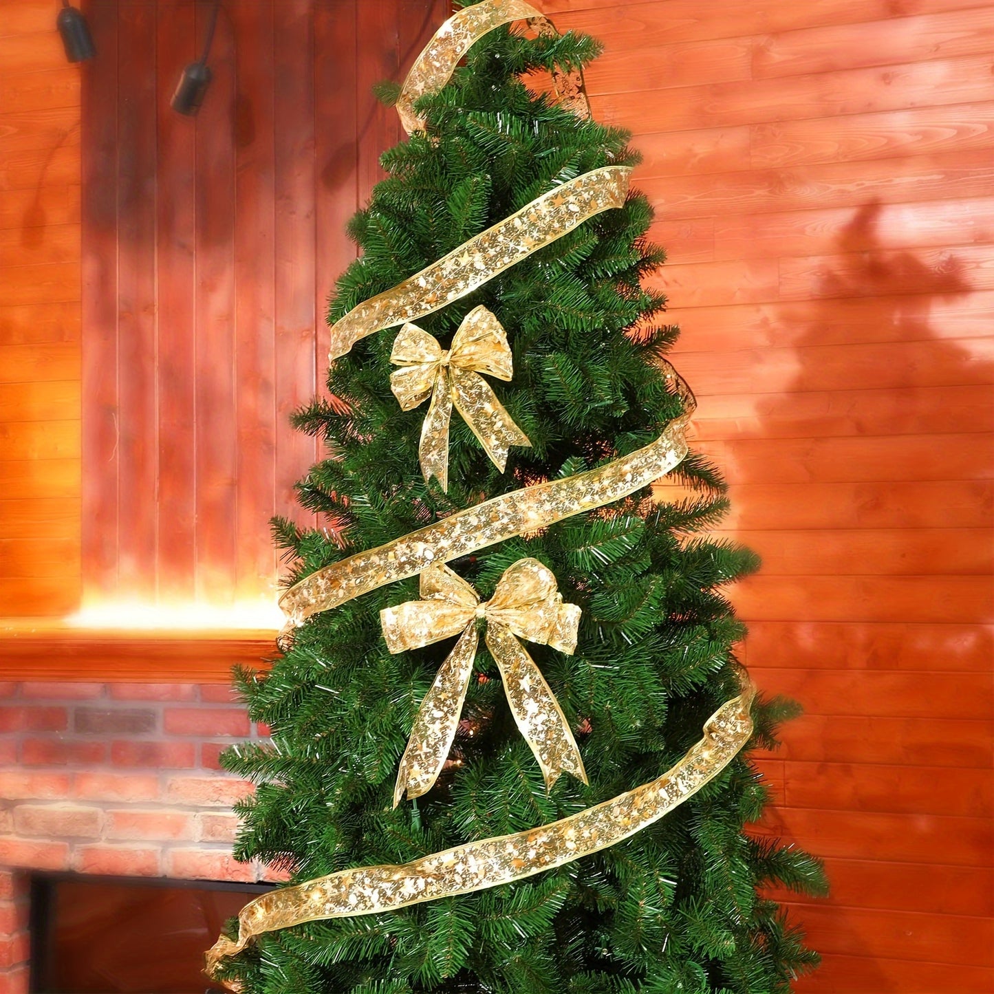 9.84 Foot Golden Christmas Ribbon Fairy Lights - Warm White LEDs