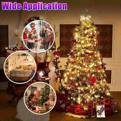 9.84 Foot Golden Christmas Ribbon Fairy Lights - Warm White LEDs