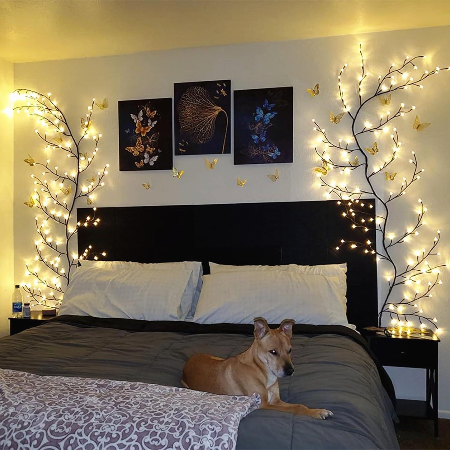 2-Pack 6-Foot Flexible Brown Vine Lights - 96 LEDs, USB Powered