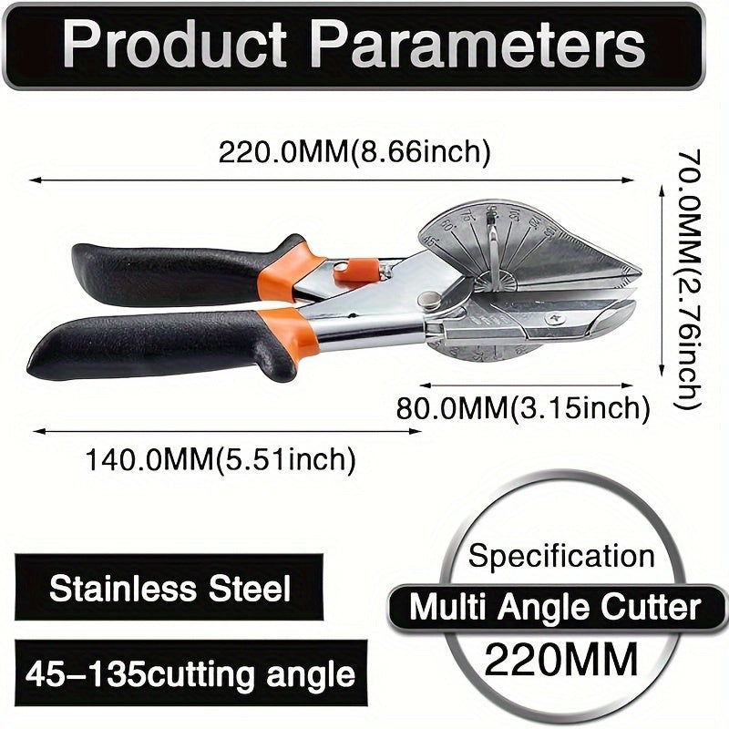 Versatile Miter Shear Cutter 45-135° Adjustable Steel with 10 Blades