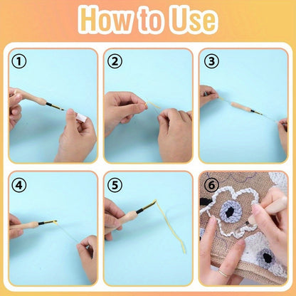 35pcs Punching Needle Tool Kit, Embroidery Supplies with Adjustable Punching Needle Embroidery Set