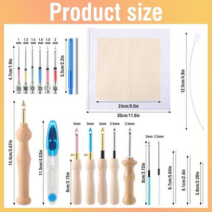 35pcs Punching Needle Tool Kit, Embroidery Supplies with Adjustable Punching Needle Embroidery Set