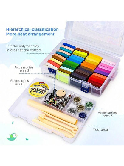 46 Colors Polymer Clay Modeling Clay DIY Starter Kits, Oven Baked Model Clay Non-Sticky with Sculpting Tools