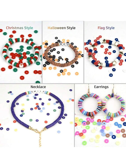 6000 Clay Beads Bracelet Making Kit, 24 Colors Flat Preppy Beads