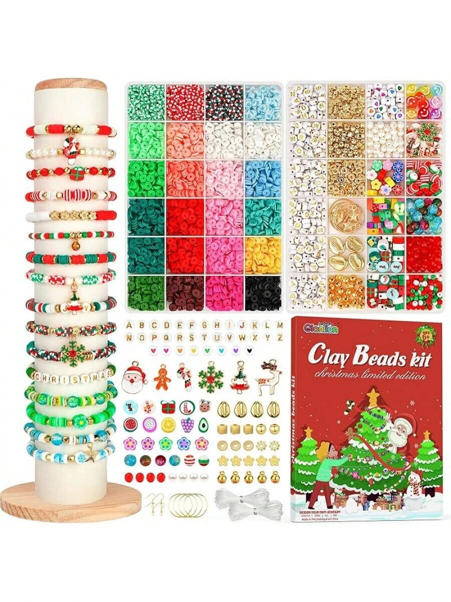 6000 Clay Beads Bracelet Making Kit, 24 Colors Flat Preppy Beads
