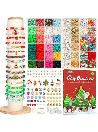 6000 Clay Beads Bracelet Making Kit, 24 Colors Flat Preppy Beads